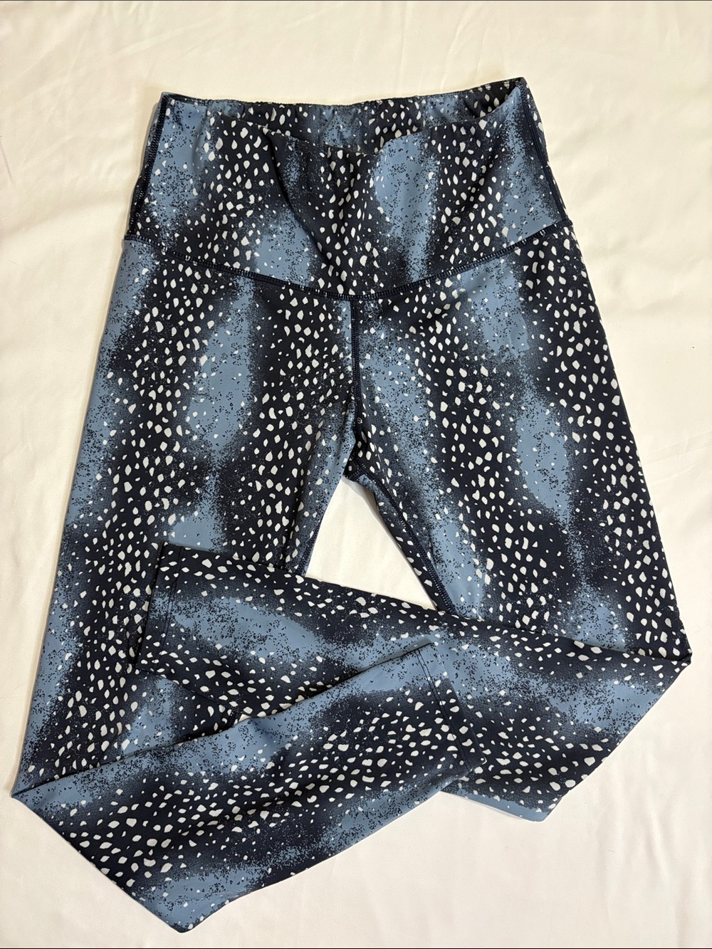 Night Sky Blue Splatter Print High Waisted Varley Estrella Leggings Active Gym S